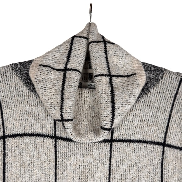 Madewell Windowpane Wool Blend Turtleneck Pullover Sweater Size XS Gray - Picture 2 of 7